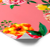 ピンクカラフルの裏地の花の束 ポスター (角)