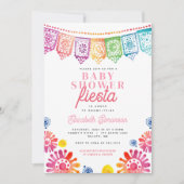 ピンクカラフルの赤ちゃんシャワーメキシカンフェスタ 招待状 (正面)