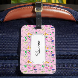 ピンクカラフルの野の花 ラゲッジタグ
