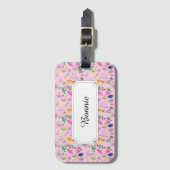 ピンクカラフルの野の花 ラゲッジタグ (正面縦)