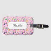 ピンクカラフルの野の花 ラゲッジタグ (正面横)