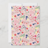 ピンクカラフルの野エレガント花少女の赤ちゃんシャワー 招待状 (裏面)