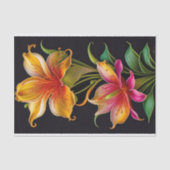 ピンクカラフルイエローリリー植物性イラストレーション 薄葉紙 (正面)