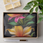 ピンクカラフルイエローリリー植物性イラストレーション 薄葉紙 (ギフト)