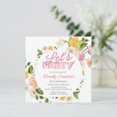 ピンクカラフルイエロー春の花60誕生日 招待状 (スタンド正面)