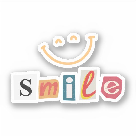 ピンクカラフルインディスマイル シール (正面)