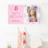 ピンクカラフルウェーガーリーハッピート誕生日 横断幕 (インサイチュ)