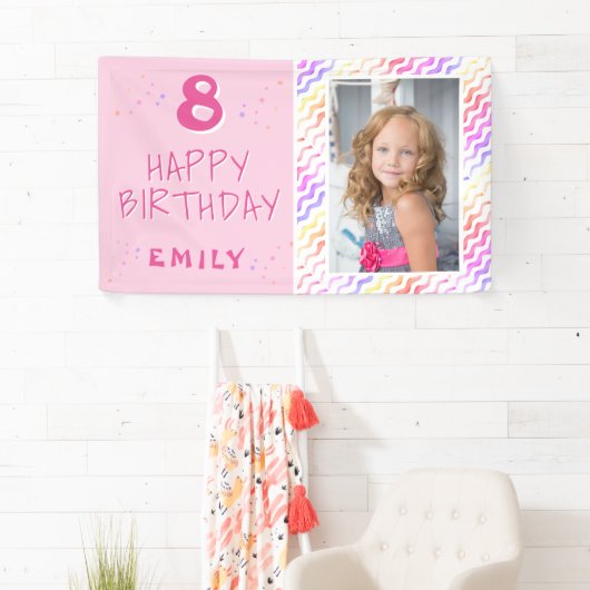 ピンクカラフルウェーガーリーハッピート誕生日 横断幕 (インサイチュ)