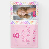 ピンクカラフルウェーガーリーハッピート誕生日 横断幕 (縦)