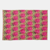 ピンクカラフルエレガントのフローラピンクの花 キッチンタオル (横)