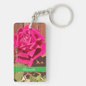 ピンクカラフルエレガントのフローラピンクの花 キーホルダー (裏面)
