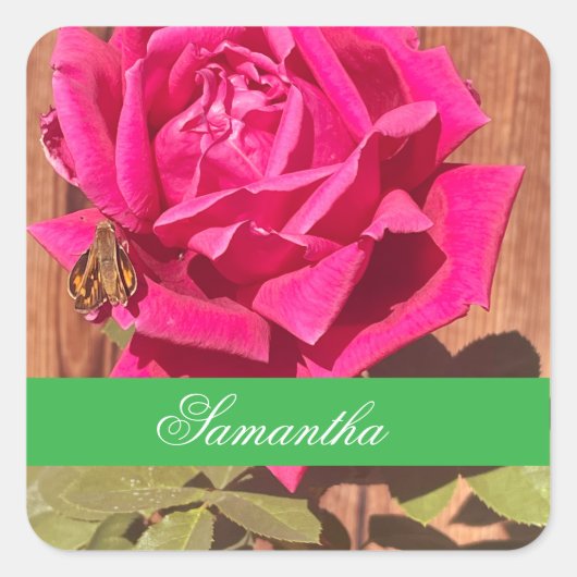 ピンクカラフルエレガントのフローラピンクの花 スクエアシール (正面)