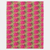 ピンクカラフルエレガントのフローラピンクの花 フリースブランケット (正面)