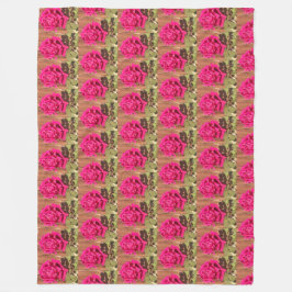 ピンクカラフルエレガントのフローラピンクの花 フリースブランケット