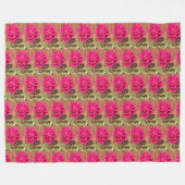 ピンクカラフルエレガントのフローラピンクの花 フリースブランケット (正面(横))