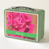 ピンクカラフルエレガントのフローラピンクの花 メタルランチボックス (裏面)