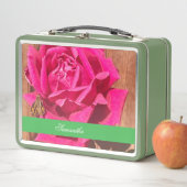ピンクカラフルエレガントのフローラピンクの花 メタルランチボックス (インサイチュ)