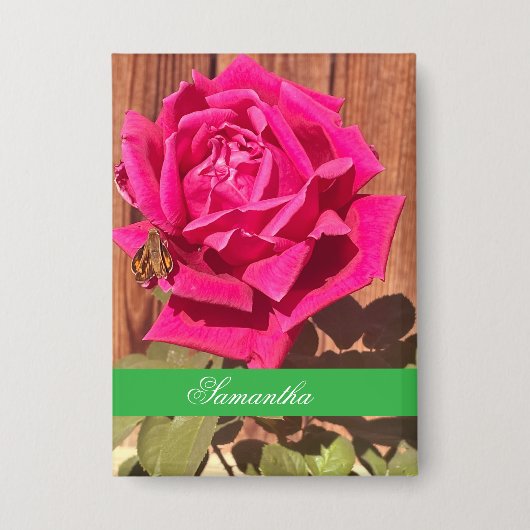 ピンクカラフルエレガントのフローラピンクの花 缶バッジ (正面)