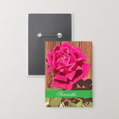 ピンクカラフルエレガントのフローラピンクの花 缶バッジ (正面/裏面)