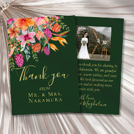 ピンクカラフルオかわいらしレンジ熱帯の花写真 サンキューカード