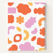 ピンクカラフルオオーガニックレンジシェイプのパターン(名前あり) ノートブック (裏面)