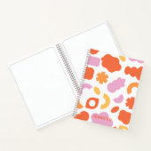 ピンクカラフルオオーガニックレンジシェイプのパターン(名前あり) ノートブック (内部)