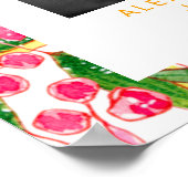 ピンクカラフルオレンジのフローラの結婚ウェルカムフォト ポスター (角)