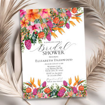 ピンクカラフルオレンジ熱帯フローラブライダルシャワー