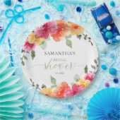 ピンクカラフルオレンジ牡丹春ブライダルシャワー ペーパープレート (パーティー)