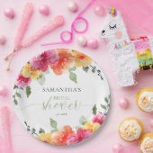 ピンクカラフルオレンジ牡丹春ブライダルシャワー ペーパープレート (パーティー)