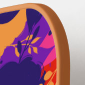 ピンクカラフルオレンジ色の水彩模様 ピックルボールラケット (左詳細)