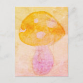 ピンクカラフルオレンジ色の水色キノコ ポストカード (正面)