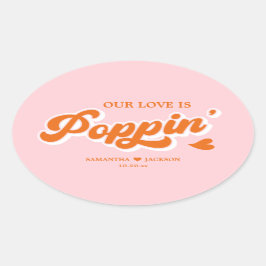 ピンクカラフルオ結婚レンジ 楕円形シール