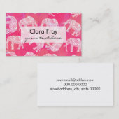 ピンクカラフルガーリーの部族フローラ象パターン 名刺 (正面/裏面)