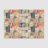 ピンクカラフルグリーンイースターバニーコラージュ 薄葉紙 (正面)