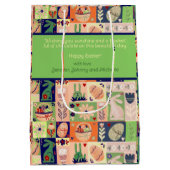 ピンクカラフルグリーンバニー ミディアムペーパーバッグ (裏面)