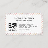 ピンクカラフルグレイストライプパステルカラーQRコード 名刺 (裏面)