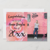 ピンクカラフルサンゴフローラ卒業発表 招待状 (正面)