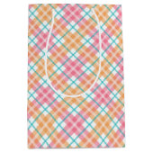 ピンクカラフルタルタル夏 ミディアムペーパーバッグ (正面)