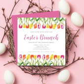 ピンクカラフルチューリップイースターブランチ 招待状