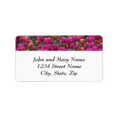 ピンクカラフルチューリップフローラ差出人住所 ラベル (正面)