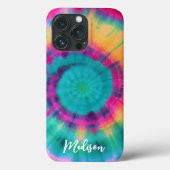 ピンクカラフルティール（緑がかった色）イエロー絞り染め水色名 Case-Mate iPhoneケース (裏面)