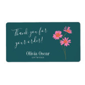 ピンクカラフルティール（緑がかった色）グリーンフローラサンキュービジネス ラベル (正面)