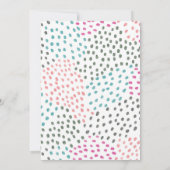 ピンクカラフルティール(緑がかった色)色彩の鮮やか紙吹雪ブライダルシャワー 招待状 (裏面)