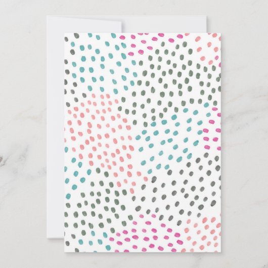 ピンクカラフルティール(緑がかった色)色彩の鮮やか紙吹雪ブライダルシャワー 招待状 (裏面)