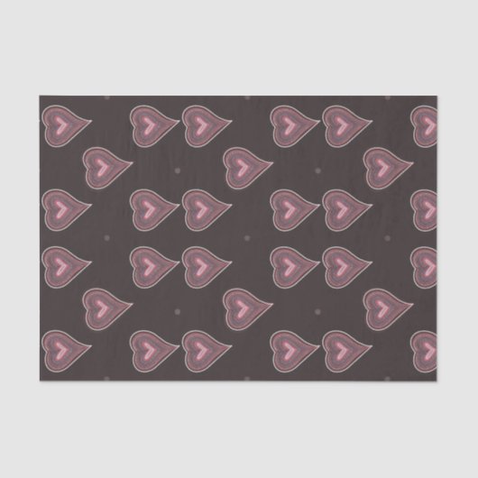 ピンクカラフルデリケートハートダークティッシュペーパー 薄葉紙 (正面)