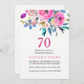 ピンクカラフルトロピカルフローラ70誕生日招待状 招待状 (正面/裏面)