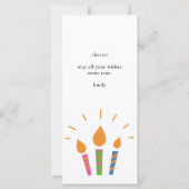 ピンクカラフルハッピーバースデーキャンドルフラットカード (裏面)