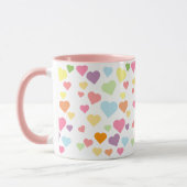 ピンクカラフルハートパタスタイリッシューン マグカップ (左)