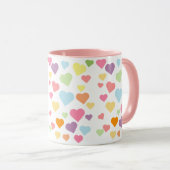 ピンクカラフルハートパタスタイリッシューン マグカップ (正面右)